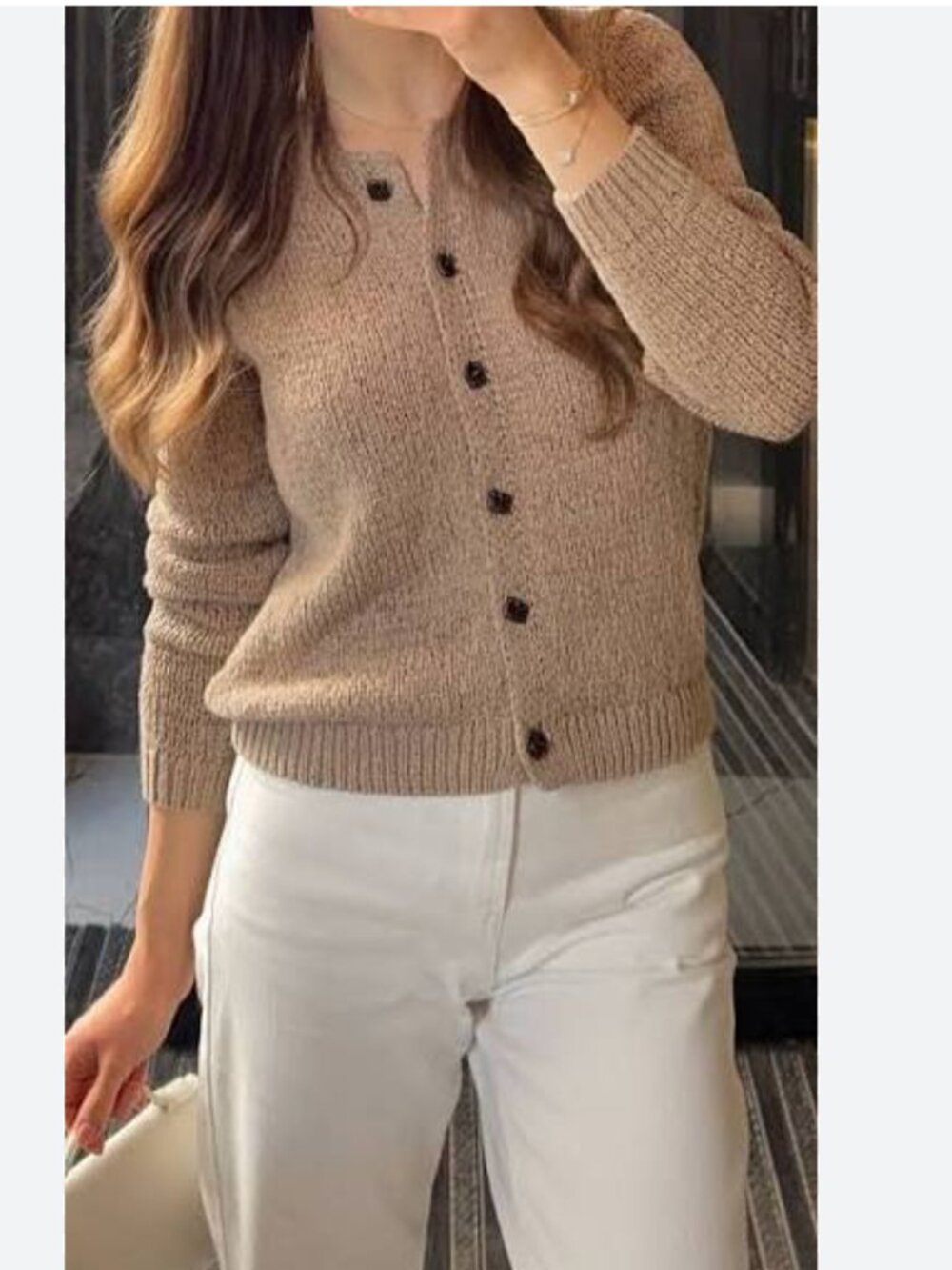 Zara Womens Sweater Cardigan S Brown Chunky Knit Wool Button Front 2893/026 NWT